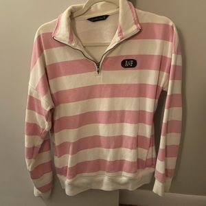 Pink and white prep quarter zip